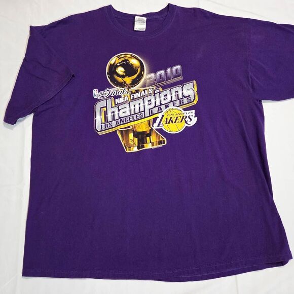 LOS ANGELES LAKERS 2010 NBA FINALS CHAMPIONS PURPLE T-SHIRT MENS SIZE 2XL XXL - Picture 1 of 5